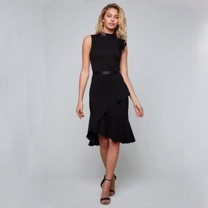 Bebe Jersey ruffle midi dress